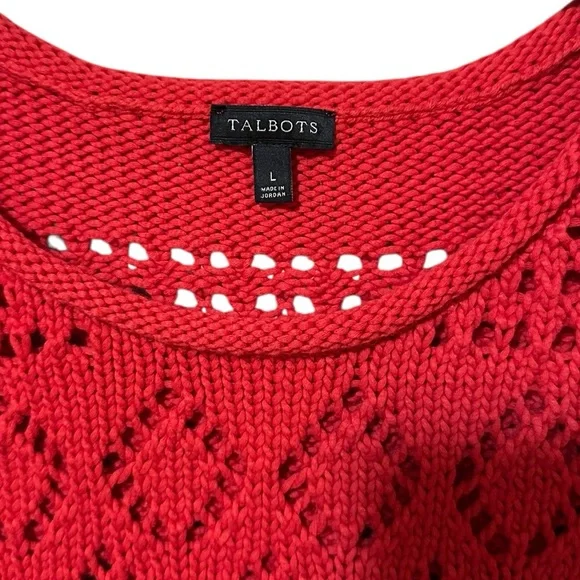 TALBOTS red 3/4 sleeve cotton blend tunic sweater size Large - Picture 5 of 6